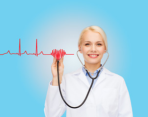 Image showing smiling female doctor with stethoscope