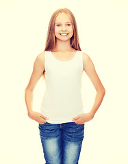 Image showing smiling teenage girl in blank white shirt