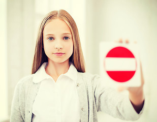 Image showing girl showing no entry sign