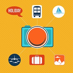 Image showing Set of flat design concept icons for holiday and travel