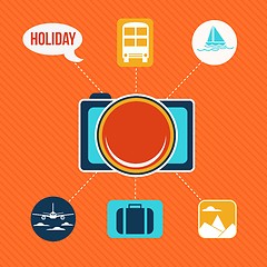 Image showing Set of flat design concept icons for holiday and travel