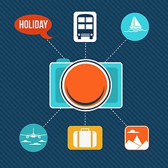 Image showing Set of flat design concept icons for holiday and travel