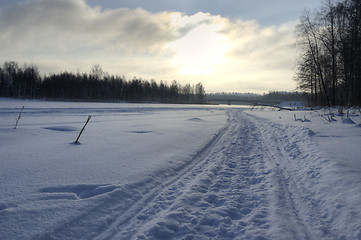 Image showing Snowmobile road