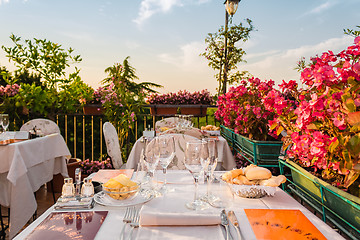Image showing Dinner table in Italian restaurant