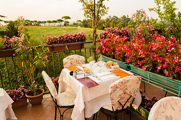 Image showing Dinner table in Italian restaurant