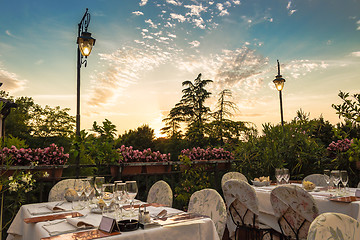 Image showing Dinner table in Italian restaurant