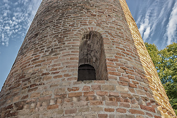 Image showing Romanesque cylindrical bell tower of countryside church