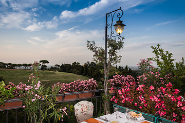 Image showing Dinner table in Italian restaurant