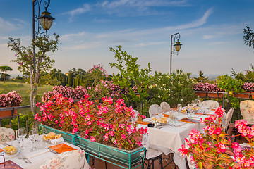 Image showing Dinner table in Italian restaurant