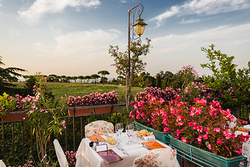 Image showing Dinner table in Italian restaurant