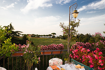 Image showing Dinner table in Italian restaurant