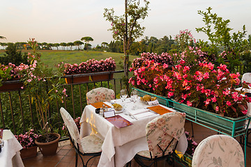 Image showing Dinner table in Italian restaurant