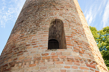 Image showing Romanesque cylindrical bell tower of countryside church