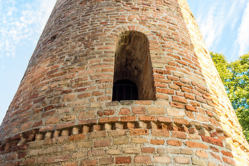 Image showing Romanesque cylindrical bell tower of countryside church