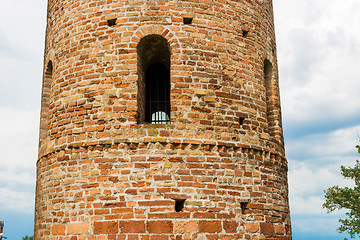 Image showing Romanesque cylindrical bell tower of countryside church