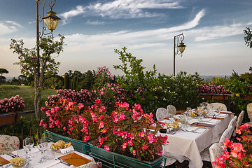 Image showing Dinner table in Italian restaurant