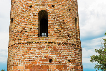 Image showing Romanesque cylindrical bell tower of countryside church