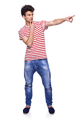 Image showing Young man pointing