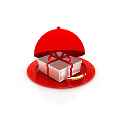 Image showing Illustration of a luxury gift on restaurant cloche