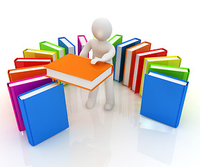 Image showing 3d white man with and books 