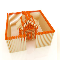 Image showing Log house from matches pattern