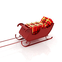 Image showing Christmas Santa sledge with gifts
