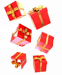 Image showing Bright christmas gifts on a white background 