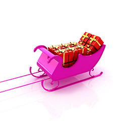 Image showing Christmas Santa sledge with gifts