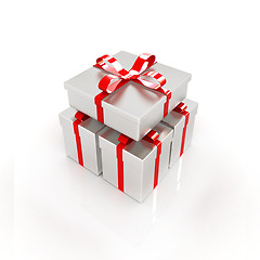 Image showing Gifts with ribbon on a white background