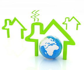 Image showing earth and icon house on white background 