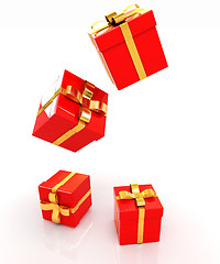 Image showing Bright christmas gifts on a white background 