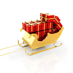 Image showing Christmas Santa sledge with gifts