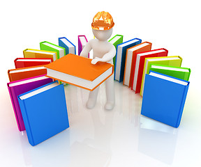 Image showing 3d white man in a hard hat with best technical literature 