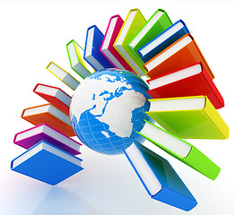 Image showing Colorful books like the rainbow and earth 