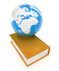 Image showing leather book and Earth