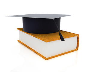 Image showing Graduation hat on a leather book