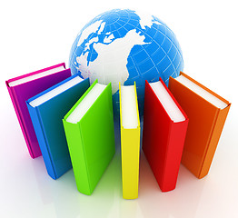 Image showing Colorful books and earth
