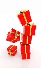 Image showing Bright christmas gifts on a white background 