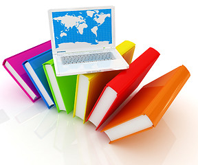 Image showing Laptop on books 