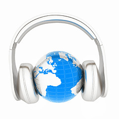 Image showing abstract 3d illustration of earth listening music 