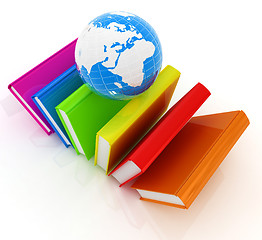 Image showing Colorful books and earth