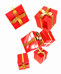 Image showing Bright christmas gifts on a white background 