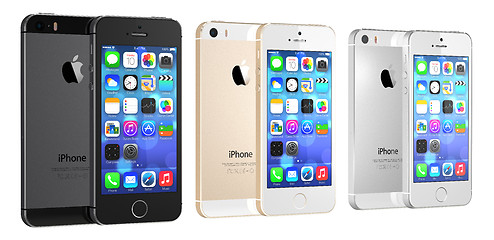 Image showing Space Gray, Gold and Silver iPhone 5s on white