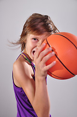 Image showing child exercising with ball