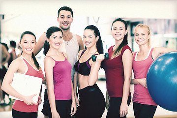 Image showing group of smiling people in the gym