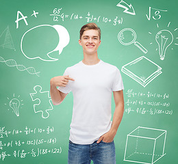 Image showing smiling young man in blank white t-shirt