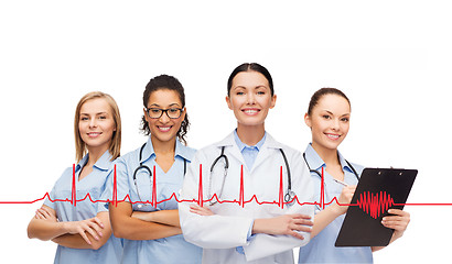 Image showing team or group of female doctors and nurses