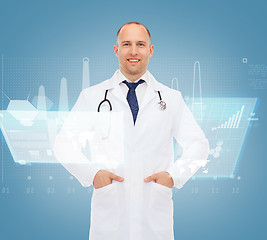 Image showing smiling male doctor with stethoscope