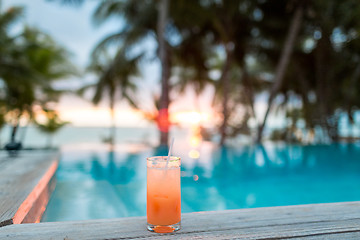 Image showing cocktail drink on tropical beach