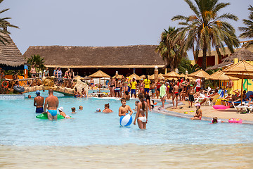 Image showing Tourists on holiday in pool, Tunisia